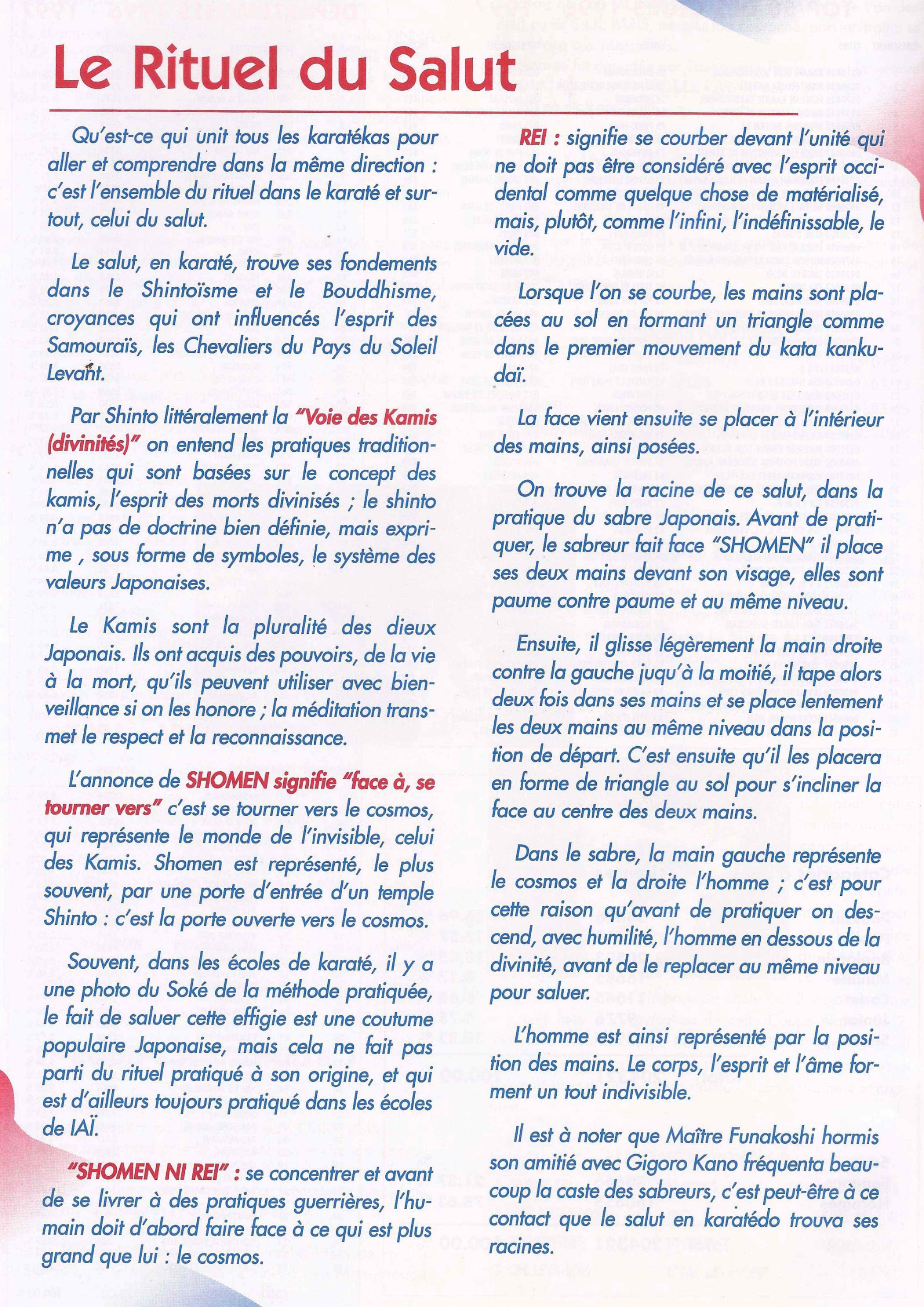 le rituel du salut